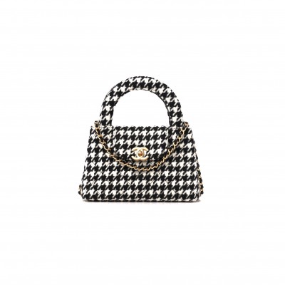 CHANEL MASTER TWEED HOUNDSTOOTH QUILTED NANO KELLY SHOPPER (19*13*7cm) 